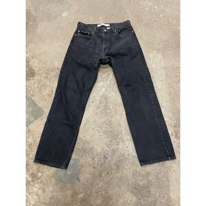 Levis 505 Jeans Mens 34x32 Black Denim Regular Fit Straight Leg Zip Fly Red Tab